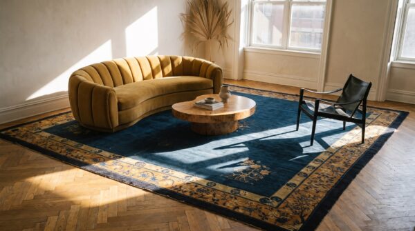 Large size blue color background antique peking chinese rug (sku 24849) - room view