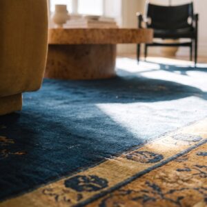 Large Size Blue Color Background Antique Peking Chinese Rug (SKU 24849) - in-room detail