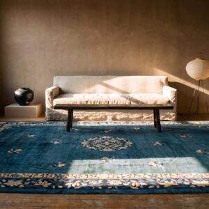 Large Size Antique Blue Color Floral Pattern Peking Chinese Area Rug (SKU 25084) - room view