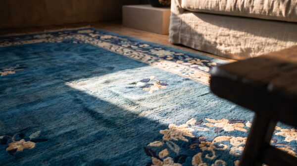Large size antique blue color floral pattern peking chinese area rug 7 Large size antique blue color floral pattern peking chinese area rug (sku 25084) - in-room detail