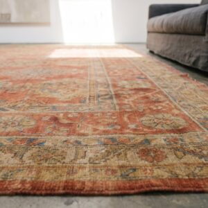 Antique Large Size Coral Allover Large Scale Design Turkish Oushak Carpet (SKU 19460) - in-room detail