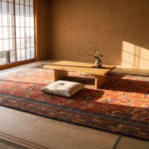 Antique Large Size Coral Chinese Hand Knotted Wool Pile Rug (SKU 25296) - room view