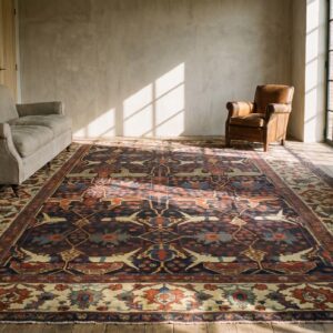 Large Size Antique Late 19th Century Blue Tribal Garous Design Persian Bidjar Rug (SKU 19036) - room view