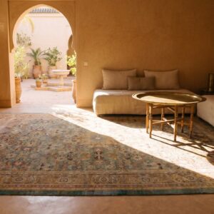 Large Size Magnificent Seafoam Green Color Antique Indian Amritsar Rug (SKU 25101) - room view