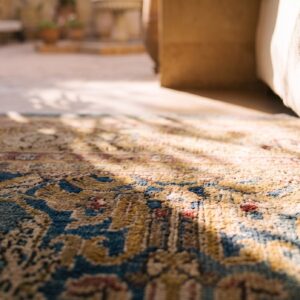 Large Size Magnificent Seafoam Green Color Antique Indian Amritsar Rug (SKU 25101) - in-room detail
