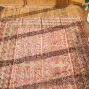 Antique Large Size Rustic Allover Pomegranate Design Hand Knotted Pile East Turkestan Khotan Rug (SKU 20028) - styled overhead view