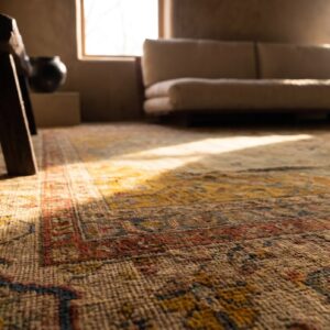 Large Size Tribal Antique Light Color Luxurious Turkish Angora Oushak Rug (SKU 20200) - in-room detail