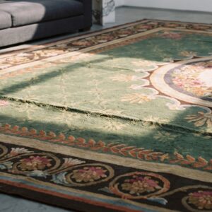 Antique Large Square Aubusson French Flat Weave Rug (SKU 20849) - in-room detail