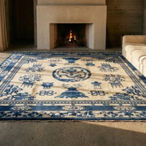 Antique Large Square Chinese - Mongolian Chinese Knotted Rug (SKU 19586) - room view
