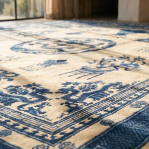 Antique Large Square Chinese - Mongolian Chinese Knotted Rug (SKU 19586) - in-room detail