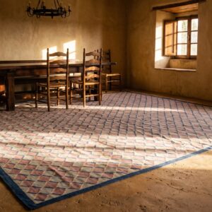 Antique Large Square Geometric Cotton Dhurrie Flatwoven Rug (SKU 21160) - room view