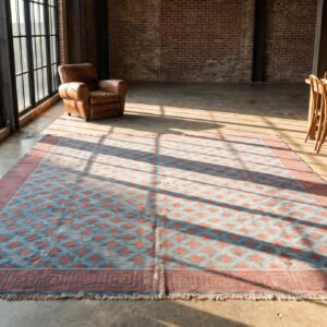 Large Square Antique Indian Tribal Allover Geometric Cotton Dhurrie Rug (SKU 21304) - room view