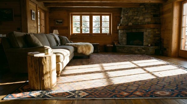 Antique large square tribal geometric flatwoven dhurrie rug 8 Antique large square tribal geometric flatwoven dhurrie rug (sku 24152) - room view