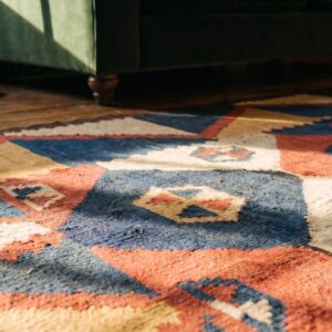 Antique Large Tajik Kilim Tajikistan Flat Weave Rug (SKU 18661) - in-room detail