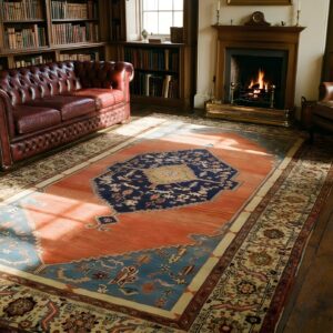 Antique Large Yellow Bakshaish Persian Medallion Knotted Rug (SKU 23845) - room view