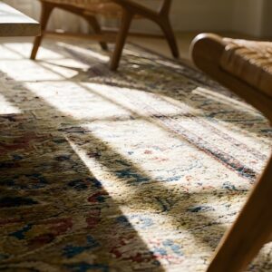 Antique Large Yellow Caucasian Karabagh Allover Geometric Knotted Rug (SKU 25130) - in-room detail
