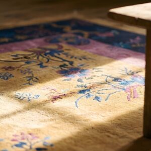 Antique Large Yellow Chinese Art Deco Hand Knotted Pile Rug (SKU 24907) - in-room detail