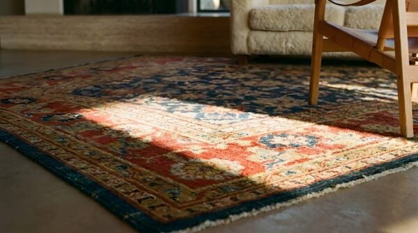 Late 19th century antique allover design blue persian sultanabad rug 9 Late 19th century antique allover design blue persian sultanabad rug (sku 23268) - in-room detail