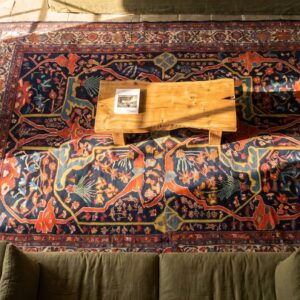 Late 19th Century Blue Antique Allover Tribal Garous Design Persian Malayer Rug (SKU 21231) - styled overhead view