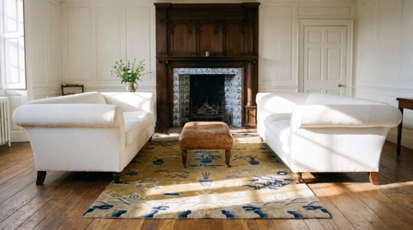 Late 19th century antique chinese ningxia pilar rug 6 Late 19th century antique chinese ningxia pilar rug (sku 23420) - room view