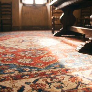 Antique Late 19th Century Classic Traditional Floral Medallion Design Persian Sarouk Rug (SKU 19463) - in-room detail
