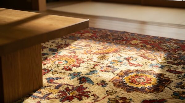 Late 19th century decorative yellow antique turkish oushak room size rug (sku 24787) - in-room detail