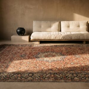 Antique Late 19th Century Fine Rustic Floral Red Persian Room Size Tabriz Medallion Carpet (SKU 20180) - room view