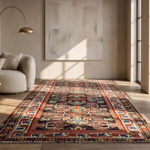 Late 19th Century Graphic Antique Tribal Geometric Caucasian Kazak Rug (SKU 21116) - room view