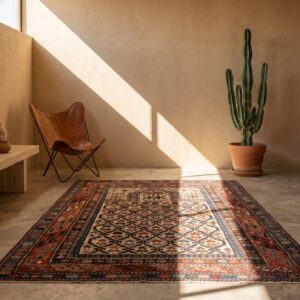 Late 19th Century Ivory Antique Caucasian Dagestan Prayer Design Tribal Rug (SKU 18046) - room view