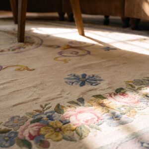 Antique Late 19th Century Oval French Aubusson Room Size Carpet (SKU 25552) - in-room detail