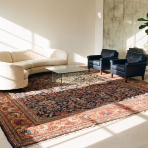 Late 19th Century Square Antique Blue Persian Sultanabad Room Size Rug (SKU 23460) - room view