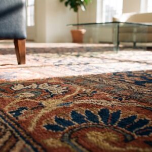 Late 19th Century Square Antique Blue Persian Sultanabad Room Size Rug (SKU 23460) - in-room detail