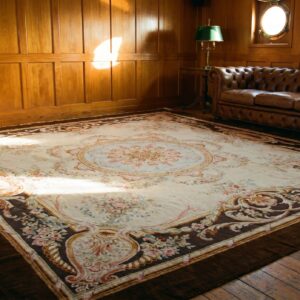 Late 19th Century Antique Square French Savonnerie Wool Pile Carpet (SKU 19171) - room view