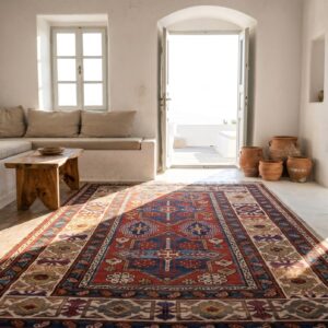 Late 19th Century Tribal Antique Bold Red Caucasian Kuba Rug (SKU 17956) - room view