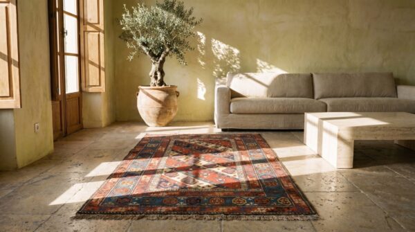 Antique late 19th century tribal geometric caucasian kazak paisley pattern hallway runner rug 8 Antique late 19th century tribal geometric caucasian kazak paisley pattern hallway runner rug (sku 18731) - room view