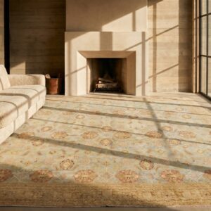 Antique Light Blue Allover Design Square Agra Rug (SKU 19083) - room view