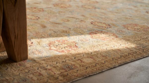 Antique light blue allover design square agra rug 8 Antique light blue allover design square agra rug (sku 19083) - in-room detail