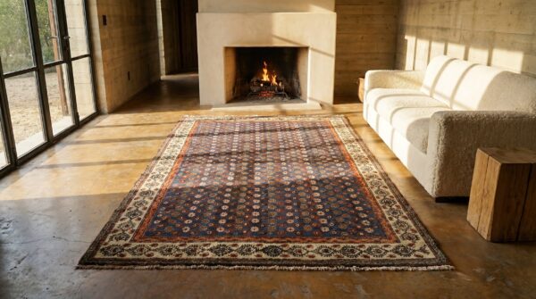 Light blue allover tribal floral design 19th century nw persian carpet 9 Light blue allover tribal floral design 19th century nw persian carpet (sku 19997) - room view