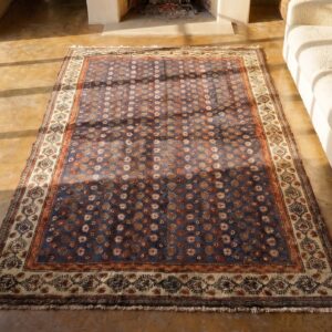 Light Blue Allover Tribal Floral Design 19th Century NW Persian Carpet (SKU 19997) - styled overhead view