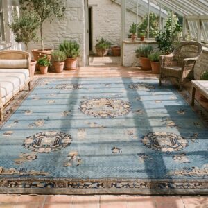 Light Blue Antique Bird of Paradise Chinese Dragon Design Big Oversized Peking Rug (SKU 21522) - room view
