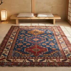 Light Blue Antique Caucasian Late 19th Century Tribal Wool Pile Shirvan Rug (SKU 18315) - room view