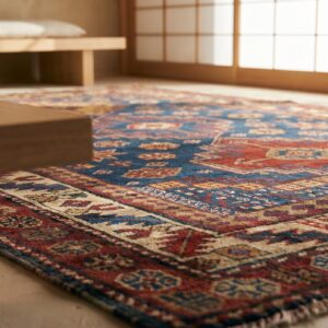 Light Blue Antique Caucasian Late 19th Century Tribal Wool Pile Shirvan Rug (SKU 18315) - in-room detail
