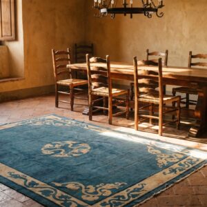 Light Blue Antique Chinese Dragon Design medallion Peking Rug (SKU 22458) - room view