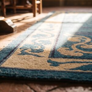 Light Blue Antique Chinese Dragon Design medallion Peking Rug (SKU 22458) - in-room detail