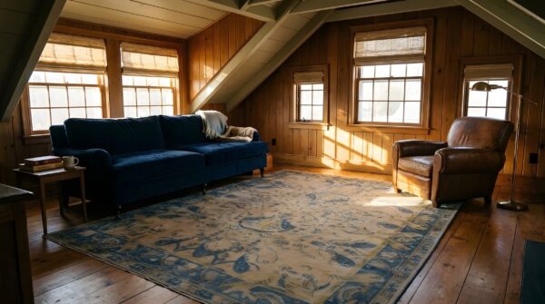 Light color antique artistic paisley design indian wool area rug 15 Light color antique artistic paisley design indian wool area rug (sku 23966) - in-room detail