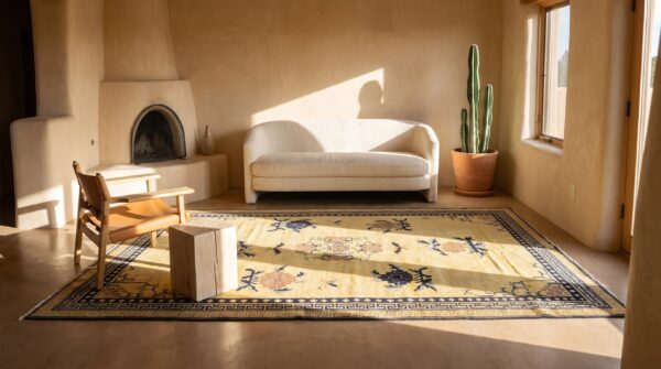 Light color antique east turkestan khotan wool pile area rug 7 Light color antique east turkestan khotan wool pile area rug (sku 24501) - room view