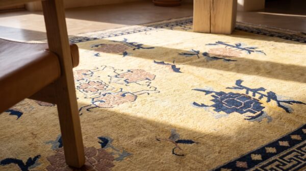 Light color antique east turkestan khotan wool pile area rug 8 Light color antique east turkestan khotan wool pile area rug (sku 24501) - in-room detail