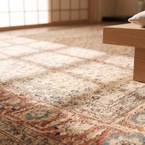 Light Color Fine Weave Classic Herati Design Antique Persian Tabriz Rug (SKU 20802) - in-room detail