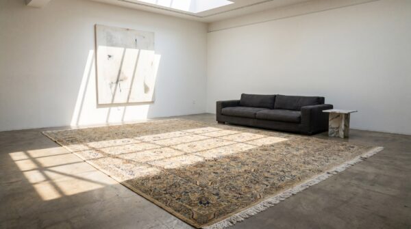 Light color fine weave antique floral persian room size kerman rug 7 Light color fine weave antique floral persian room size kerman rug (sku 20148) - room view