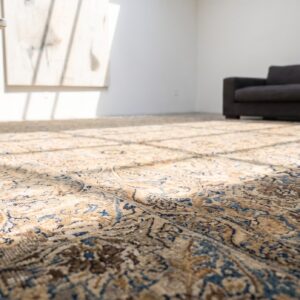 Light Color Fine Weave Antique Floral Persian Room Size Kerman Rug (SKU 20148) - in-room detail